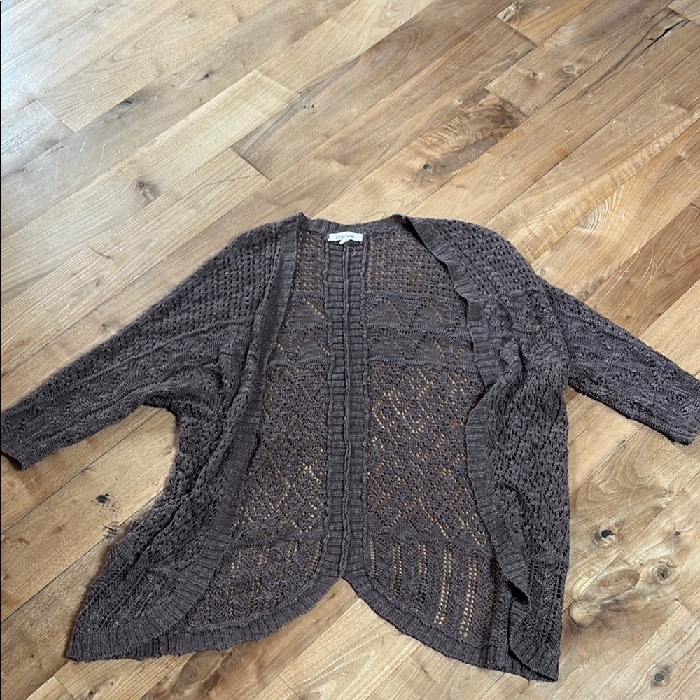 Pink Rose Brown Cardigan Sweater